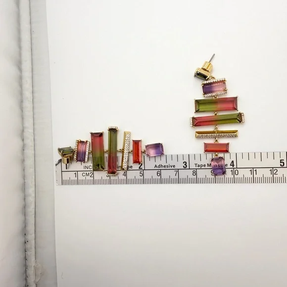 Kate Spade Gold Plated GEO Gem Chandelier Drop Statement Earrings - Picture 5 of 6